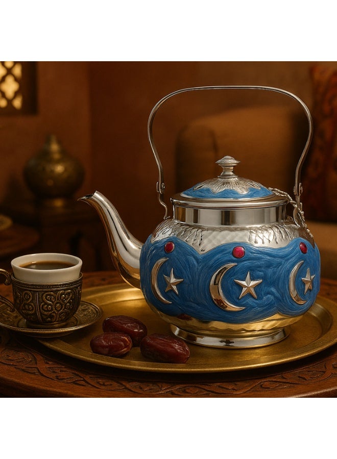 Sakura Train 1600ML Purely Handmade Enamel Drip Glue Process Turkish Middle Eastern Style Stainless Steel Teapot Coffee Pot, Decorative Water Kettle with Handle, Multiple Colors And Capacities Available for Women, Men, Adults, Guests or For Tea Party - Best Gift idea - Image 4