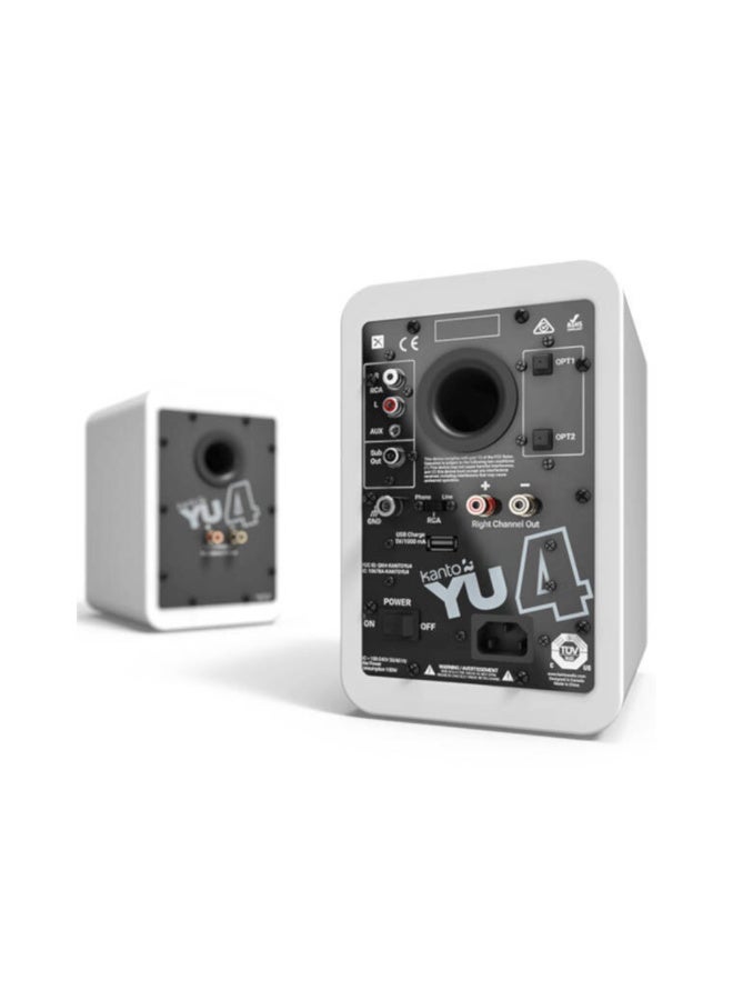 Kanto Audio YU4 140W Powered Bookshelf Speakers with Bluetooth and Phono Preamp-Matte White, Pair - Image 3