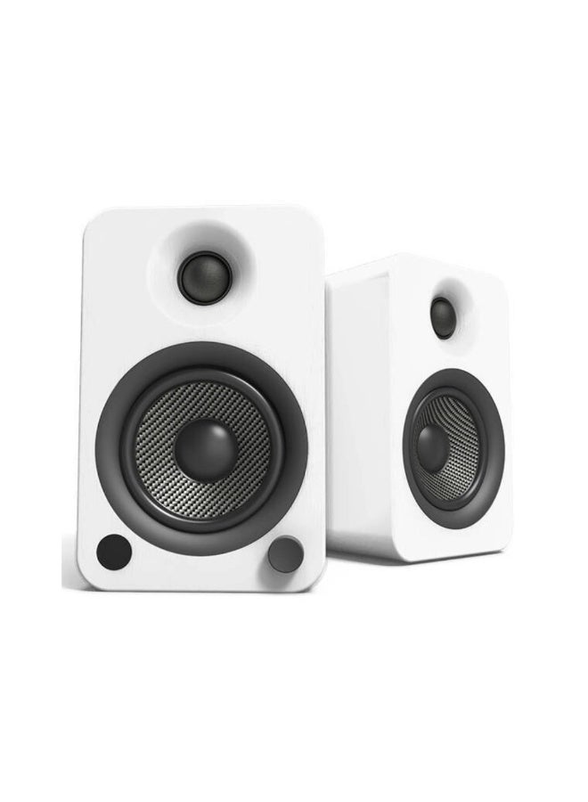 Kanto Audio YU4 140W Powered Bookshelf Speakers with Bluetooth and Phono Preamp-Matte White, Pair - Image 1