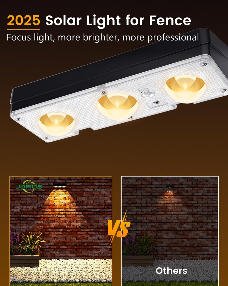 JOFIOS Solar Fence Lights Outdoor Waterproof Led, 12Pack,1300mAh,6 Inch Solar Lights for Fence with Warm White & RGB 8 Colors,Outdoor Solar Lights for Patio, Backyard, Deck, Fence, Railing (Black) - Image 4