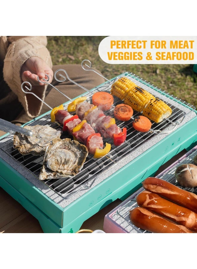 SYOSI 20-Pack Stainless Steel BBQ Skewers, Reusable Metal Kebab Sticks, 430 Grade Rust-Proof Grilling Skewers for Outdoor Barbecue, Oven Cooking, Camping, and Party Food Serving, Kitchen Utensils(22cm) - Image 5