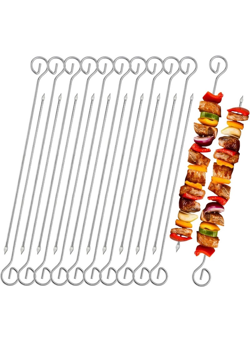 SYOSI 20-Pack Stainless Steel BBQ Skewers, Reusable Metal Kebab Sticks, 430 Grade Rust-Proof Grilling Skewers for Outdoor Barbecue, Oven Cooking, Camping, and Party Food Serving, Kitchen Utensils(22cm) - Image 1