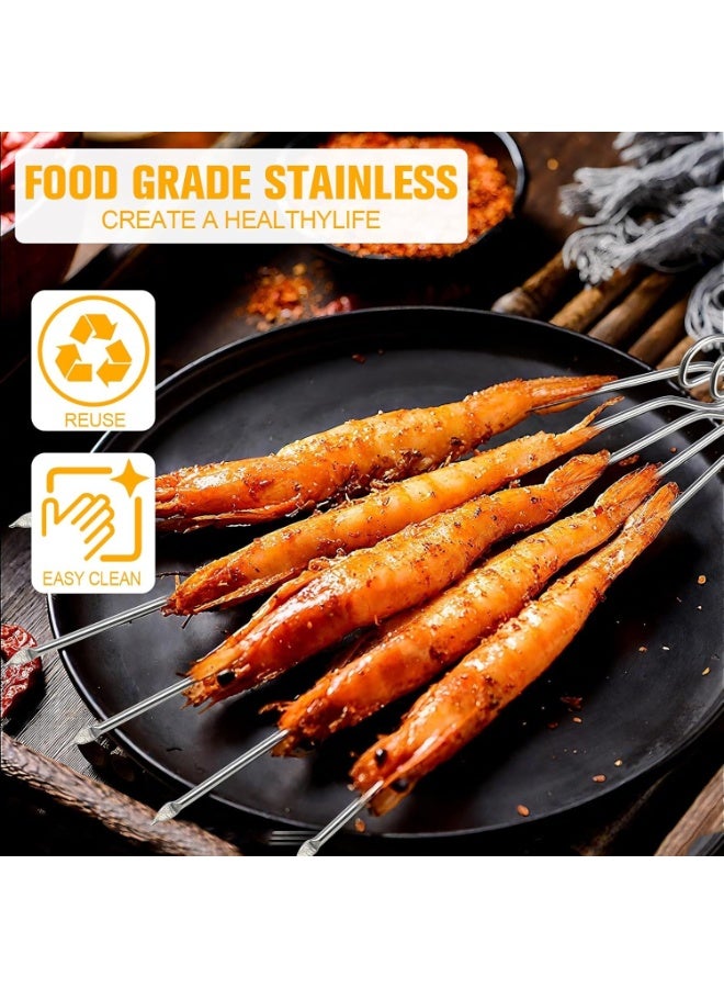 SYOSI 20-Pack Stainless Steel BBQ Skewers, Reusable Metal Kebab Sticks, 430 Grade Rust-Proof Grilling Skewers for Outdoor Barbecue, Oven Cooking, Camping, and Party Food Serving, Kitchen Utensils(22cm) - Image 4