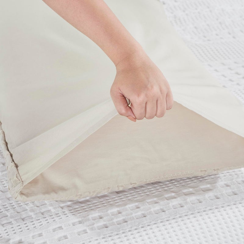 VHC Brands VHC Brands 100% Cotton Waffle Weave Natural King Size Sham Set of 2 20x36  Decorative Throw Pillow Covers/Shams  Boho Farmhouse Bedroom Decor  - Image 5