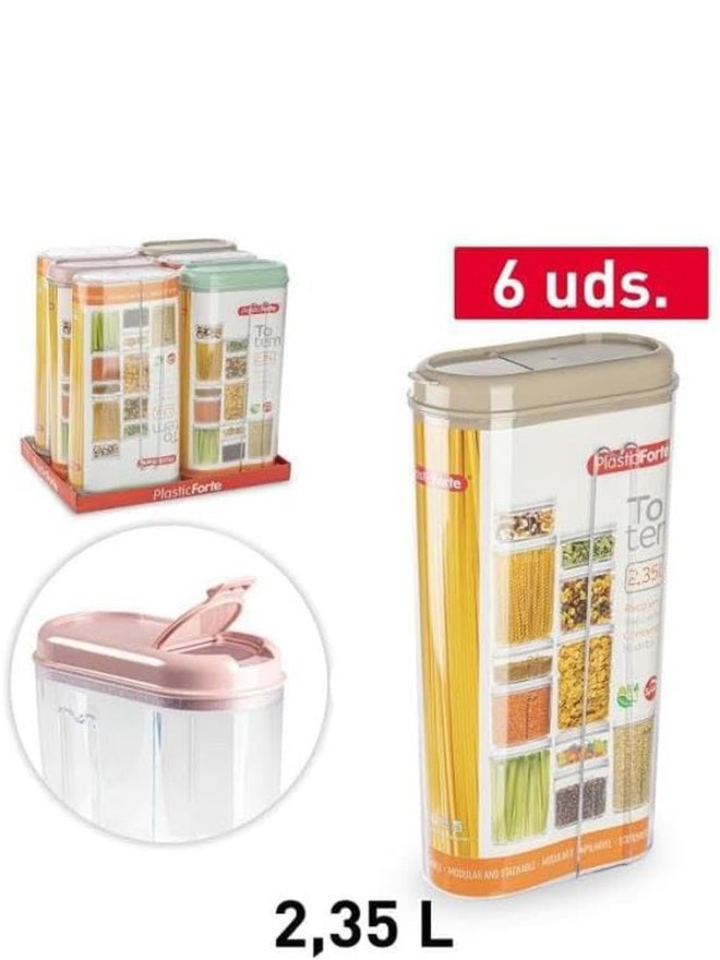 Plastic Forte Totem Multipurpose Canister - 2.35L - 7.7x15.7x29.6cm