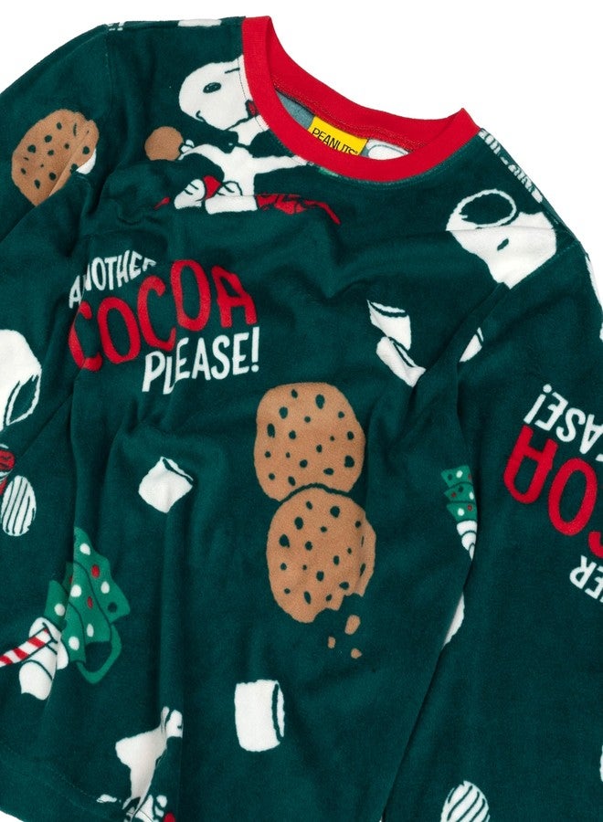 Peanuts طقم بيجاما فضفاض مكون من قطعتين للأطفال من بي ناتس، بيجاما عائلية متطابقة للعطلات، ناعمة ومريحة، فام_أنذر كاكاو، 2T - Image 3