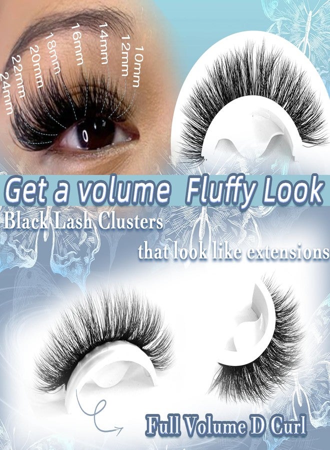FOINEMYED Lash Clusters 10-24mm Extra Long Thick 200D Cluster Eyelash Extensions 200pcs Volume D Curly Wispy Individual Lashes Plant Fibers False Eyelashes DIY Lash Extension for Beginners, by FOINEMYED - Image 3