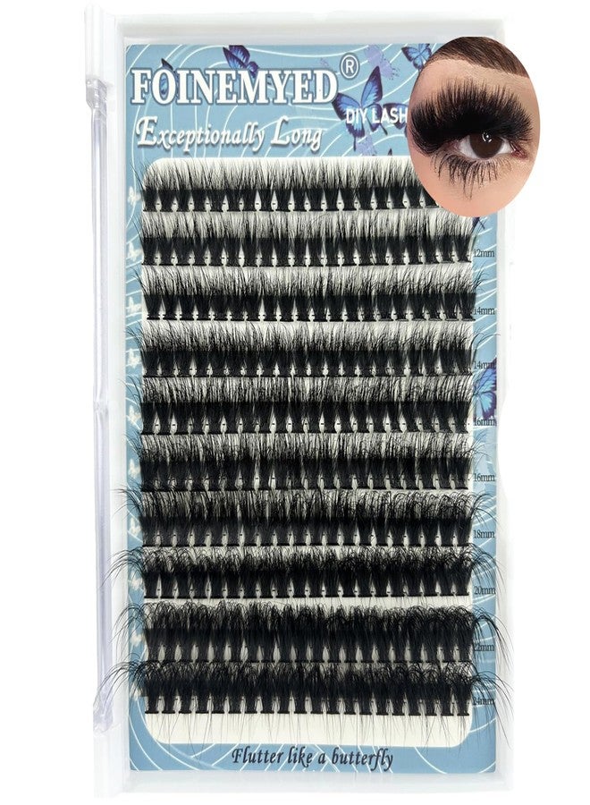 FOINEMYED Lash Clusters 10-24mm Extra Long Thick 200D Cluster Eyelash Extensions 200pcs Volume D Curly Wispy Individual Lashes Plant Fibers False Eyelashes DIY Lash Extension for Beginners, by FOINEMYED - Image 1
