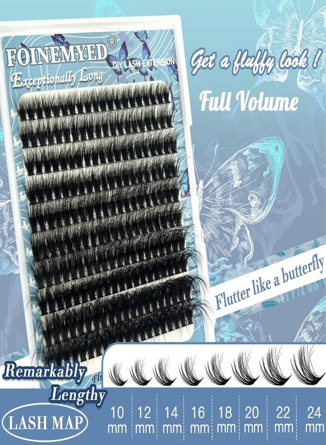FOINEMYED Lash Clusters 10-24mm Extra Long Thick 200D Cluster Eyelash Extensions 200pcs Volume D Curly Wispy Individual Lashes Plant Fibers False Eyelashes DIY Lash Extension for Beginners, by FOINEMYED - Image 5