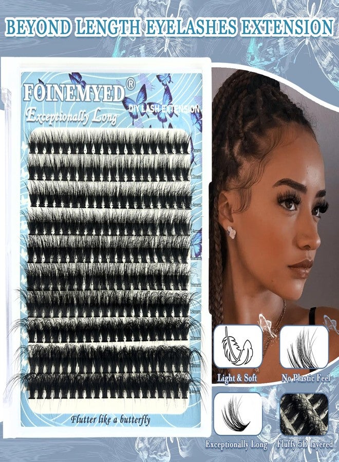 FOINEMYED Lash Clusters 10-24mm Extra Long Thick 200D Cluster Eyelash Extensions 200pcs Volume D Curly Wispy Individual Lashes Plant Fibers False Eyelashes DIY Lash Extension for Beginners, by FOINEMYED - Image 2