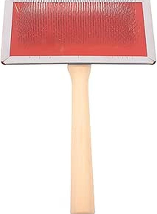 Wooden Handle Slicker Brush For Dogs Cats Red Undercoat Removal Cleaning Tool - Image 1