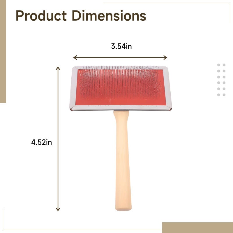 Wooden Handle Slicker Brush For Dogs Cats Red Undercoat Removal Cleaning Tool - Image 5