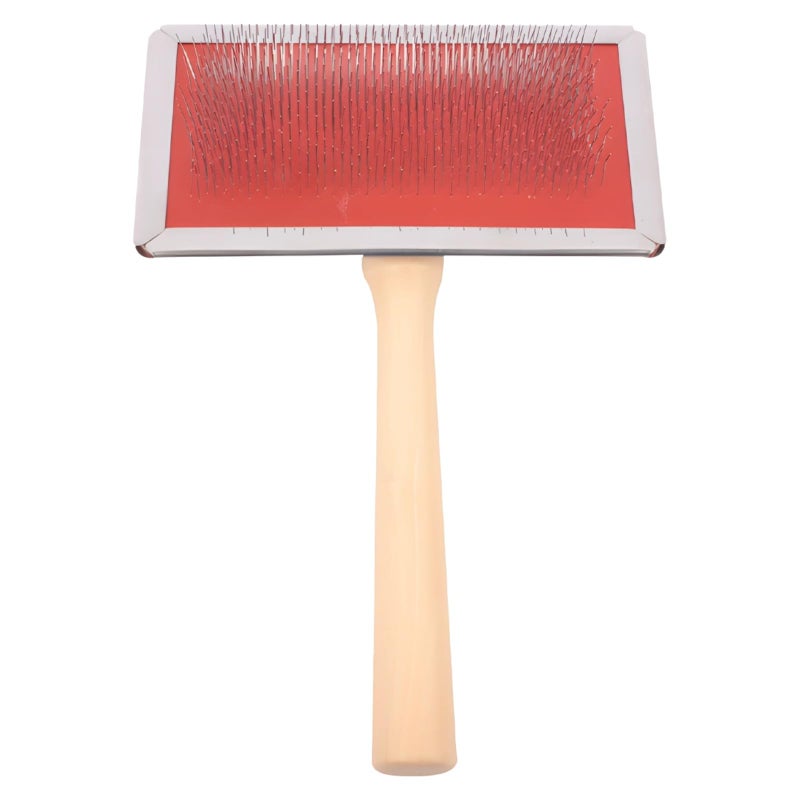 Wooden Handle Slicker Brush For Dogs Cats Red Undercoat Removal Cleaning Tool - Image 2