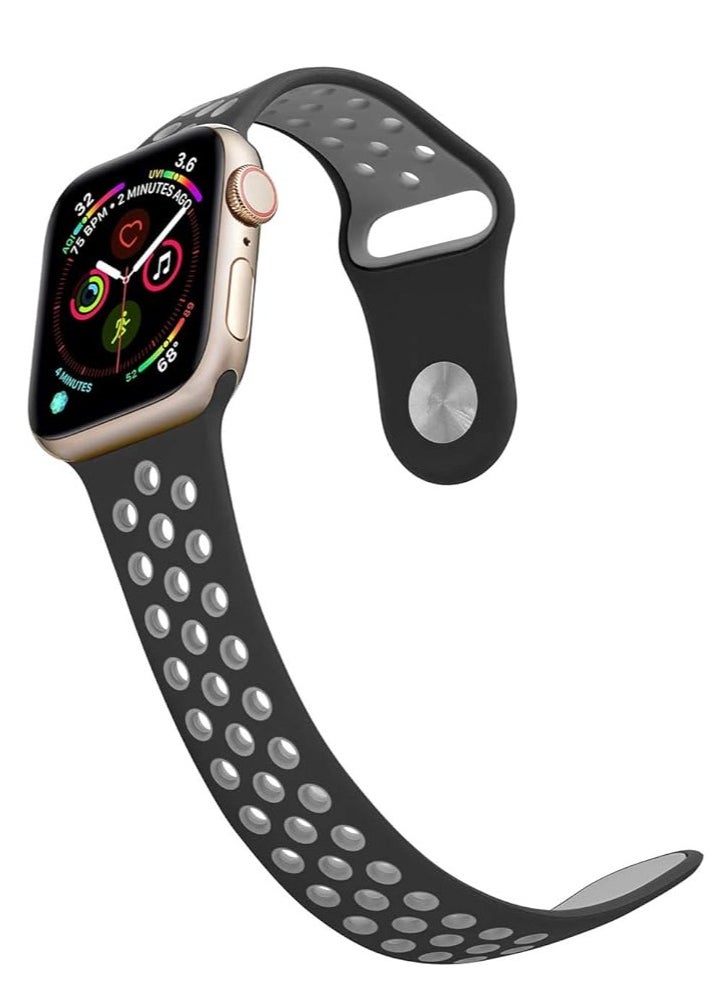 ROCKROSE - Starry Night Silicone Band for Apple Watch 42/44mm – Black + Grey - Image 1