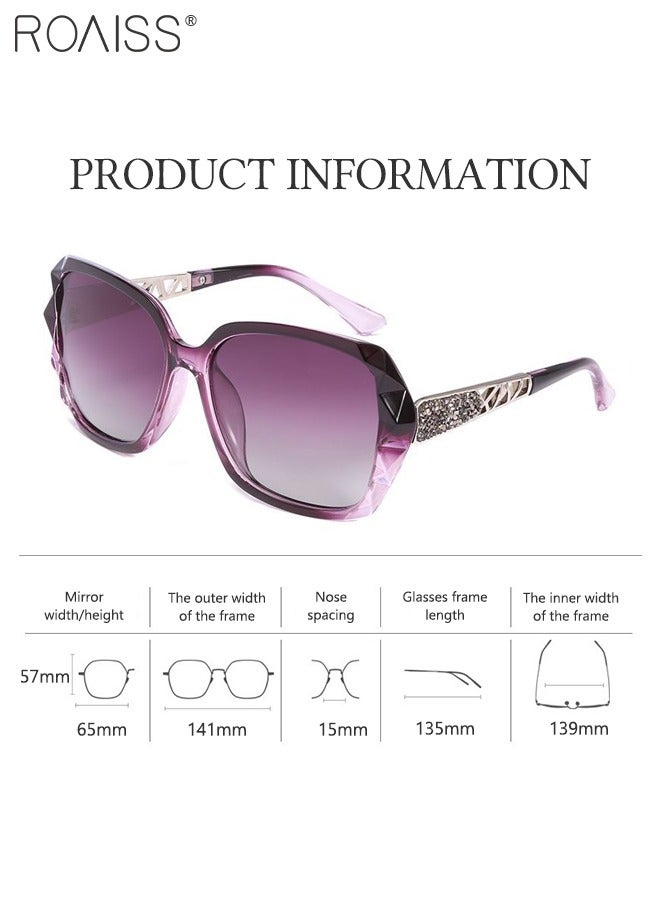 roaiss Women's Oversized Polarized Butterfly Sunglasses, UV400 Protection Sun Glasses with Rhinestones Decoration, Fashion Anti-Glare Sun Shades with Glasses Case for Shopping Party Travel 65mm - Image 3