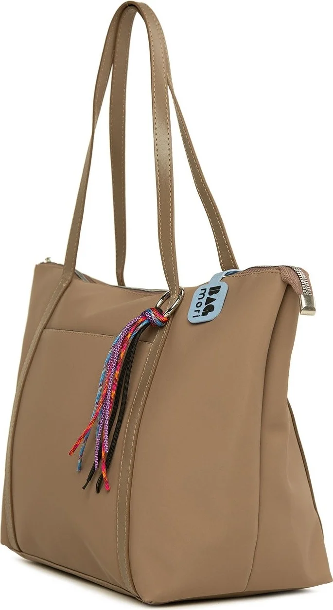 باجموري Mink Colored Satin Tote Bag with Tassel Detail