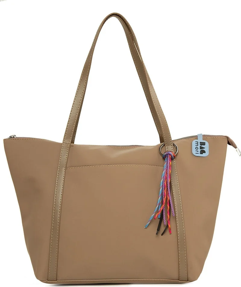 باجموري Mink Colored Satin Tote Bag with Tassel Detail