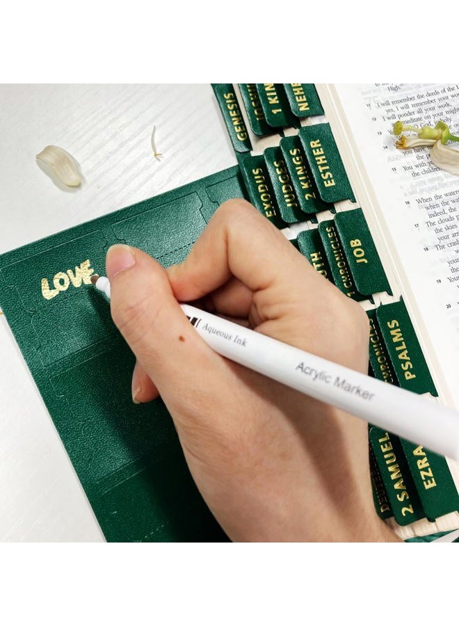 Erilano Bible Tabs for Women and Men - Leather Paper Green Bible Index Tabs - Large Gold Foil Laminated, 66 Tabs for OT & NT, 14 Blank Tabs, Bible Journaling Supplies, Easy to Read & Navigate ﻿ - Image 4
