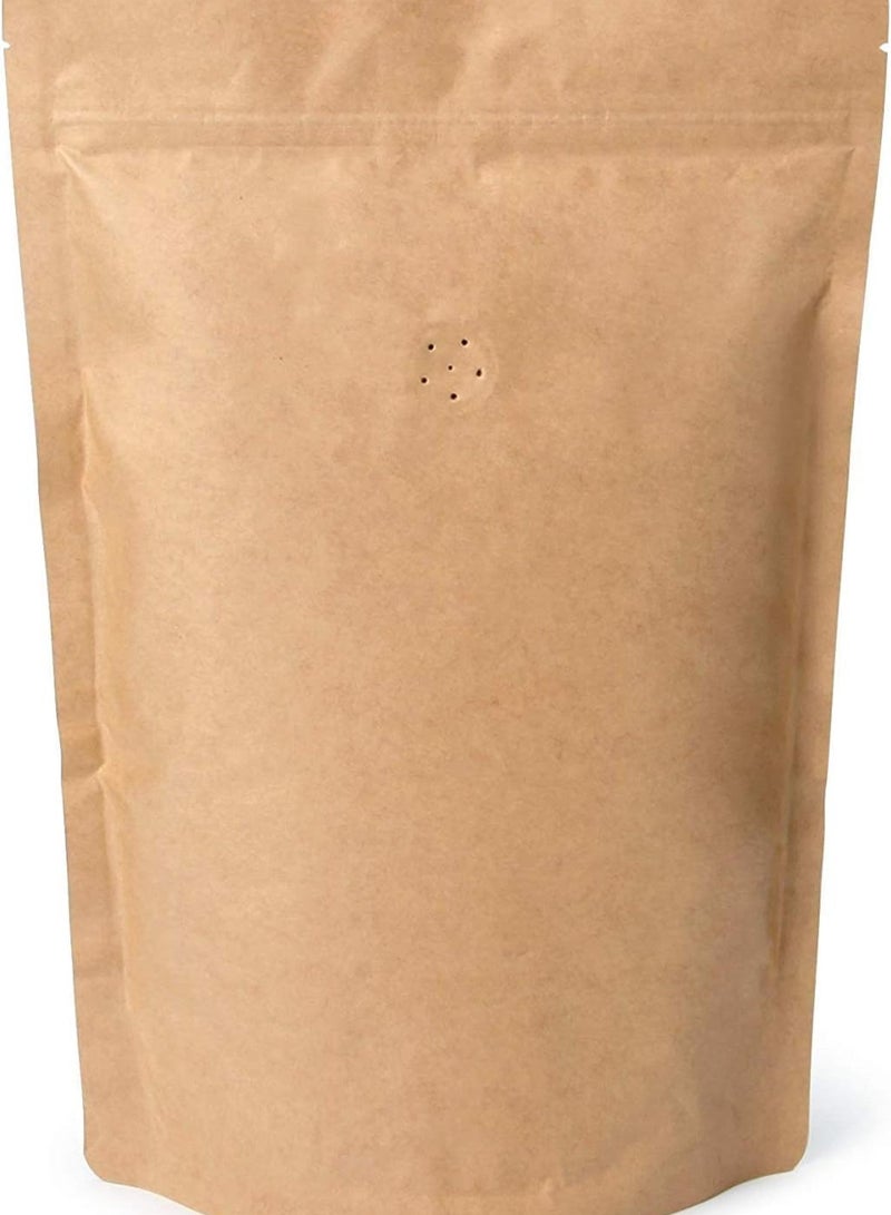 10 Pack 250g 8oz 1/2lb Kraft Paper Stand Up Coffee Bag Round Base Zip Lock Heat Seal Gas Release Valve - Image 1