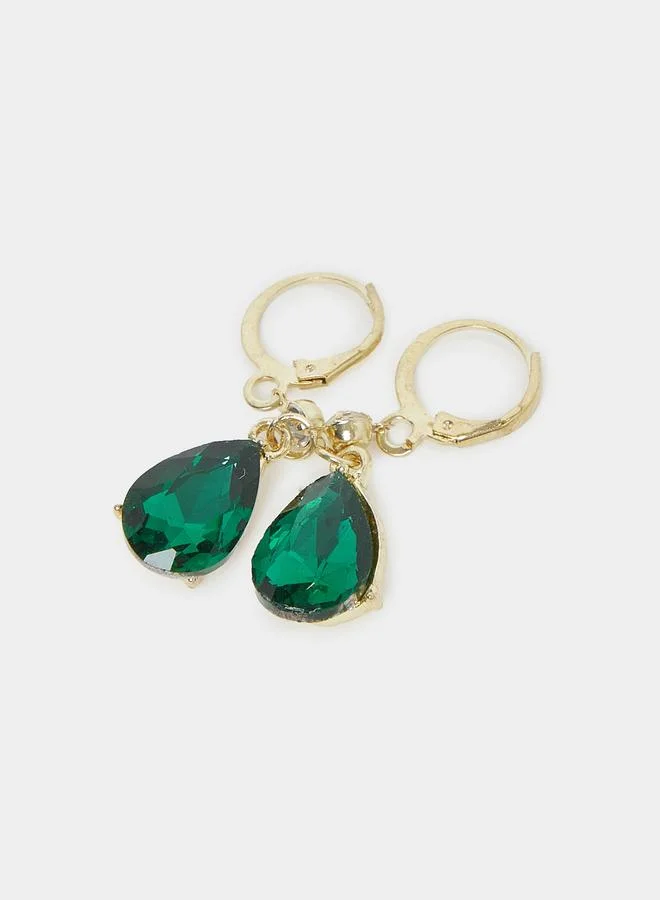 Styli Styli Green Teardrop Dangle Earrings