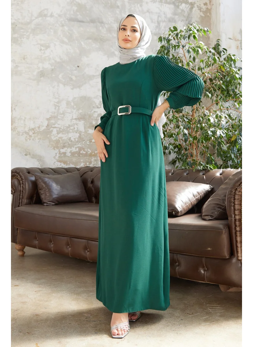 Vavinor Pleated Sleeve Dress - Emerald