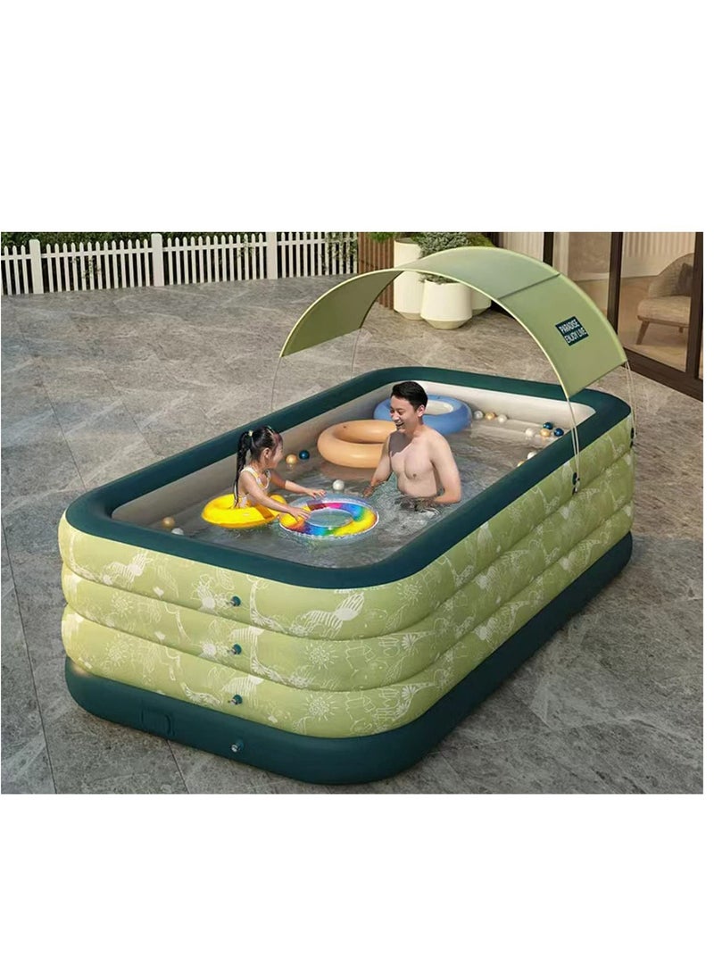LIMOS Swimming Pool Blow Up Inflatable Automatic with Sun Shade for Family Indoor Outdoor Garden(Green) - Image 1