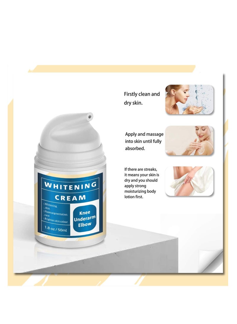 Cream Underarm Whitening Cream, Skin Lightening Cream for Dark Underarm, Neck, Armpit, Knees, Elbows, Private Areas, Intimate Areas, Brightening Cream Dark Spot Remover Corrector, 50ML - Image 4