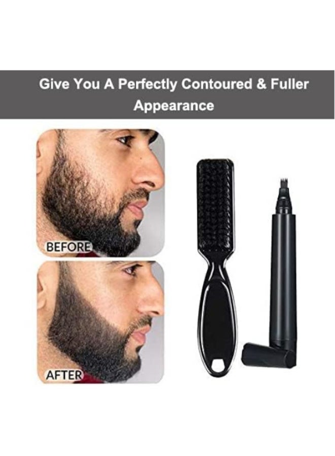 Men's Beard Filler Pen, Waterproof and Sweatproof Filler Pen Set with Brush, Long-Lasting Coverage Pen with Natural Finish (Black) - Image 2