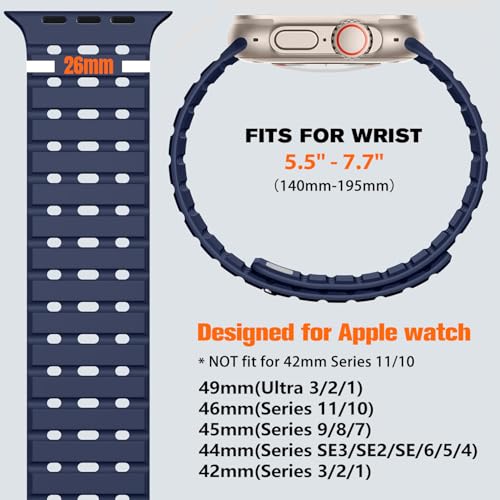 Bandletic Compatible with Apple Watch Ultra 3 Band Men Women, Rugged Magnetic Silicone Sport Watchband for iWatch 49mm(Ultra 3/2/1),46mm(11/10),45mm(9/8/7),44mm(SE3/SE2/SE/6/5/4),42mm(3/2/1) - Image 5