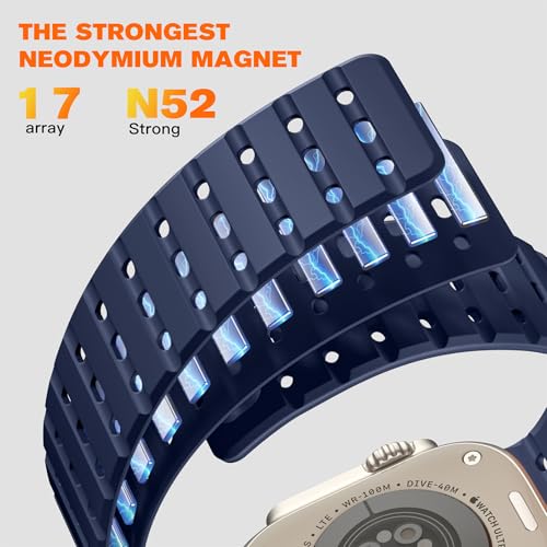 Bandletic Compatible with Apple Watch Ultra 3 Band Men Women, Rugged Magnetic Silicone Sport Watchband for iWatch 49mm(Ultra 3/2/1),46mm(11/10),45mm(9/8/7),44mm(SE3/SE2/SE/6/5/4),42mm(3/2/1) - Image 3