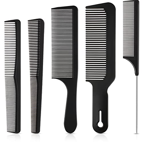 Patelai 5 Pieces Hair Cutting Comb Set Carbon Fiber Barber Comb Hair Styling Combs Fine Teeth Anti Static Heat Resistant Hairdressing Tapered Comb for Men Women - Image 2
