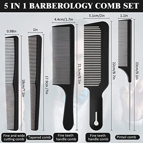 Patelai 5 Pieces Hair Cutting Comb Set Carbon Fiber Barber Comb Hair Styling Combs Fine Teeth Anti Static Heat Resistant Hairdressing Tapered Comb for Men Women - Image 5