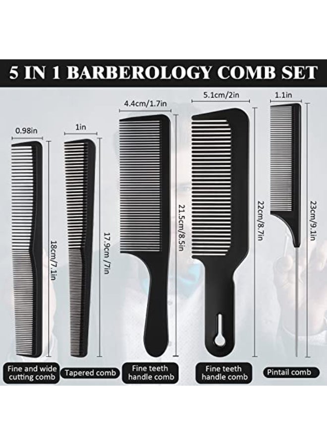 Patelai 5 Pieces Hair Cutting Comb Set Carbon Fiber Barber Comb Hair Styling Combs Fine Teeth Anti Static Heat Resistant Hairdressing Tapered Comb for Men Women - Image 4