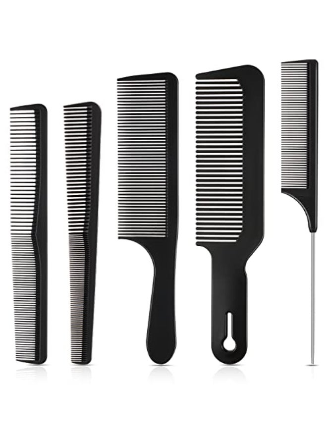 Patelai 5 Pieces Hair Cutting Comb Set Carbon Fiber Barber Comb Hair Styling Combs Fine Teeth Anti Static Heat Resistant Hairdressing Tapered Comb for Men Women - Image 1