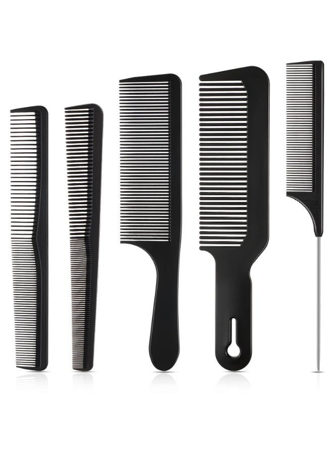 Patelai 5 Pieces Hair Cutting Comb Set Carbon Fiber Barber Comb Hair Styling Combs Fine Teeth Anti Static Heat Resistant Hairdressing Tapered Comb for Men Women - Image 3