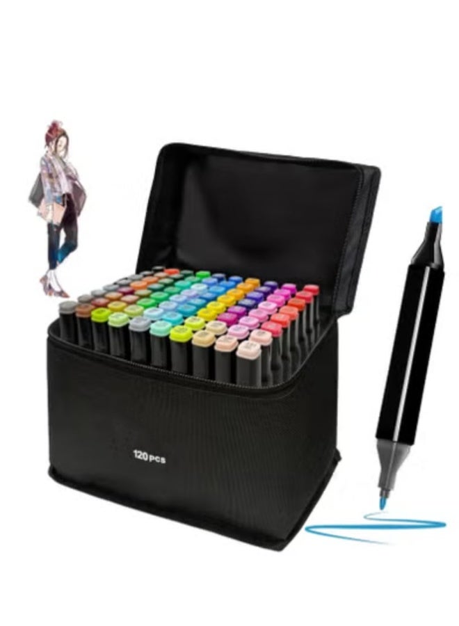 TRASSLE Markers Set, Dual Tips Blender Art Markers for Drawing Permanent Sketch Markers for adult coloring, Professional Based Markers, Artist Pens and Underlining - Image 1
