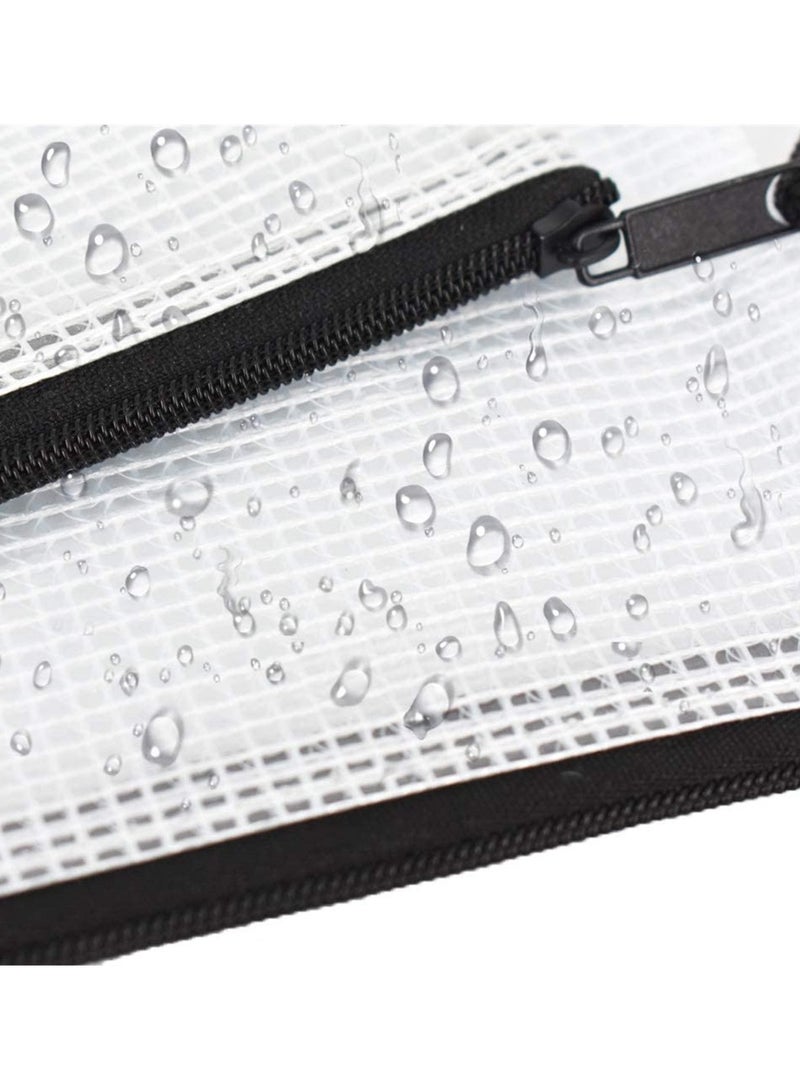 SYOSI Zipper Pouch, Extra Thick, Mesh Zipper Bags, 5Pcs Plastic Waterproof Document Pouch for School Office Supplies and Cosmetics Travel Accessories  - Image 4