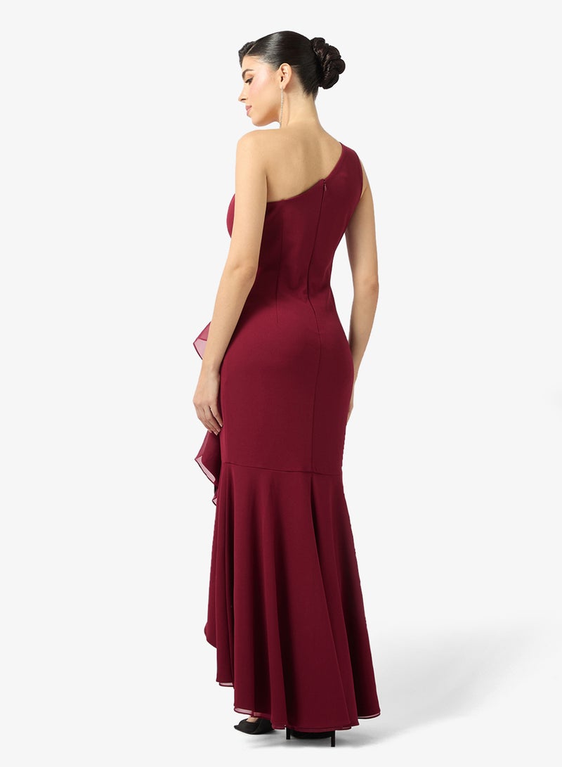 Adrianna Papell Ruffle Detail One shoulder Maxi Dress - Image 2