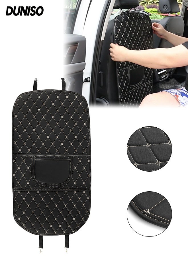 DUNISO حصائر حماية مقاعد السيارة المقاومة للماء ، غطاء مقعد خلفي غير قابل للانزلاق للأطفال مع جيوب ، ملحقات سيارات لحماية من الأوساخ والطين والخدوش (أسود) - Image 1