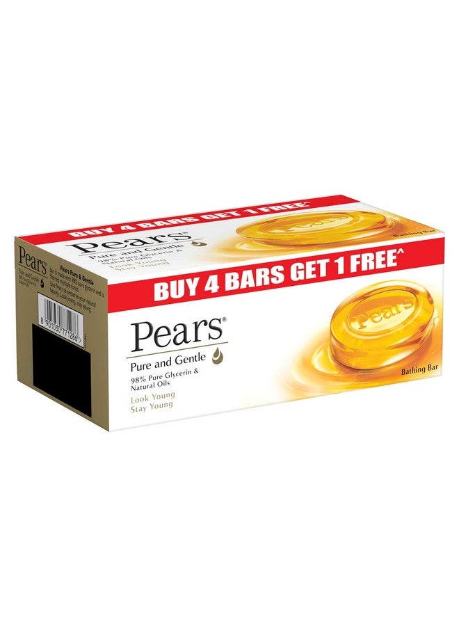 Pears Pure & Gentle Soap Bar (Buy 4 get 1 free) - With Glycerin for Soft, Glowing Skin & Body, Paraben-Free Body Soaps For Bath - Image 2