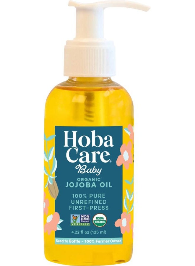 hobacare زيت الجوجوبا النقي 100% للعناية بالرضع - زيت تدليك غير مكرر ومعصور على البارد للجسم وفروة الرأس للبشرة والشعر والأظافر - يساعد في مكافحة قشرة الرأس وجفاف البشرة (4.22 أونصة سائلة / 125 مل) - Image 1