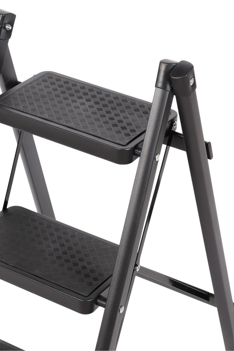 HOMEVEO Folding metal ladder with wide, non-slip steps (4 steps) - safe and sturdy design for easy access to high places.  - Image 2
