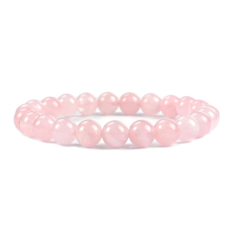 Cherry Tree Collection - Small, Medium, Large Sizes - Gemstone Beaded Bracelets For Women and Men - 8mm Round Beads (Madagascar Rose Quartz - Medium) - Image 1