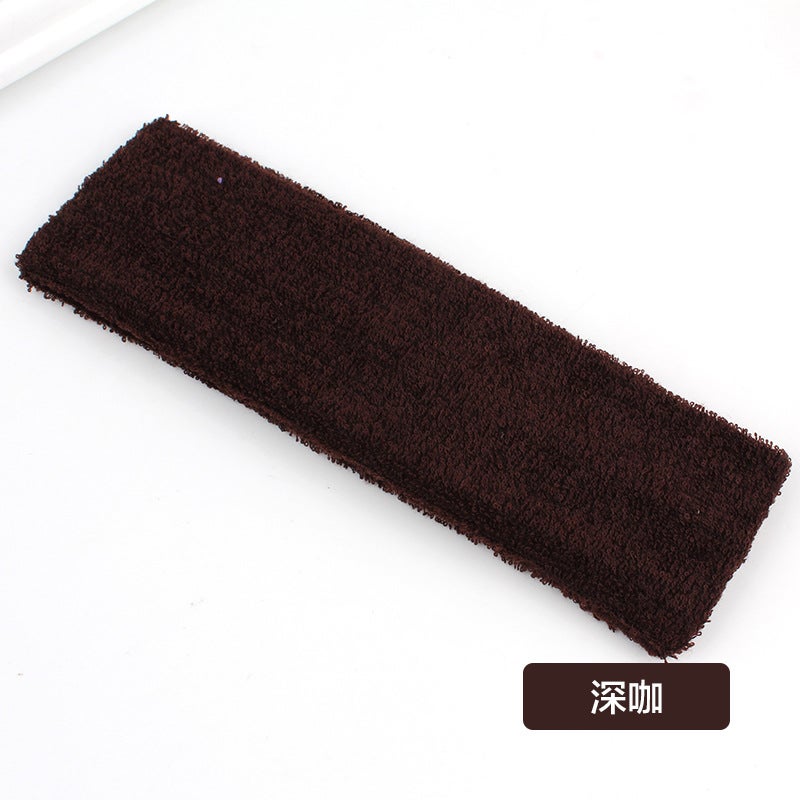 إسكدنيا Towel Mens and Womens Polyester Yoga Sports Sweat-Absorbing Headband European and American Hair Band Wash Face Cotton Headband Hair Band Deep coffee.