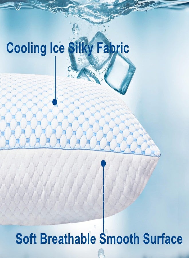 XWZO Cooling Pillow 2 Pack Pillows Queen Size Set of 2, Shredded Memory Foam Pillows Adjustable Gel Bed Pillows for Side Back Stomach Sleepers with Washable Removable Cover - Image 4
