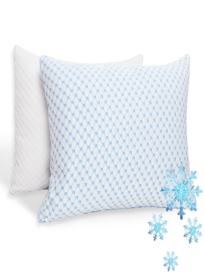 XWZO Cooling Pillow 2 Pack Pillows Queen Size Set of 2, Shredded Memory Foam Pillows Adjustable Gel Bed Pillows for Side Back Stomach Sleepers with Washable Removable Cover - Image 1