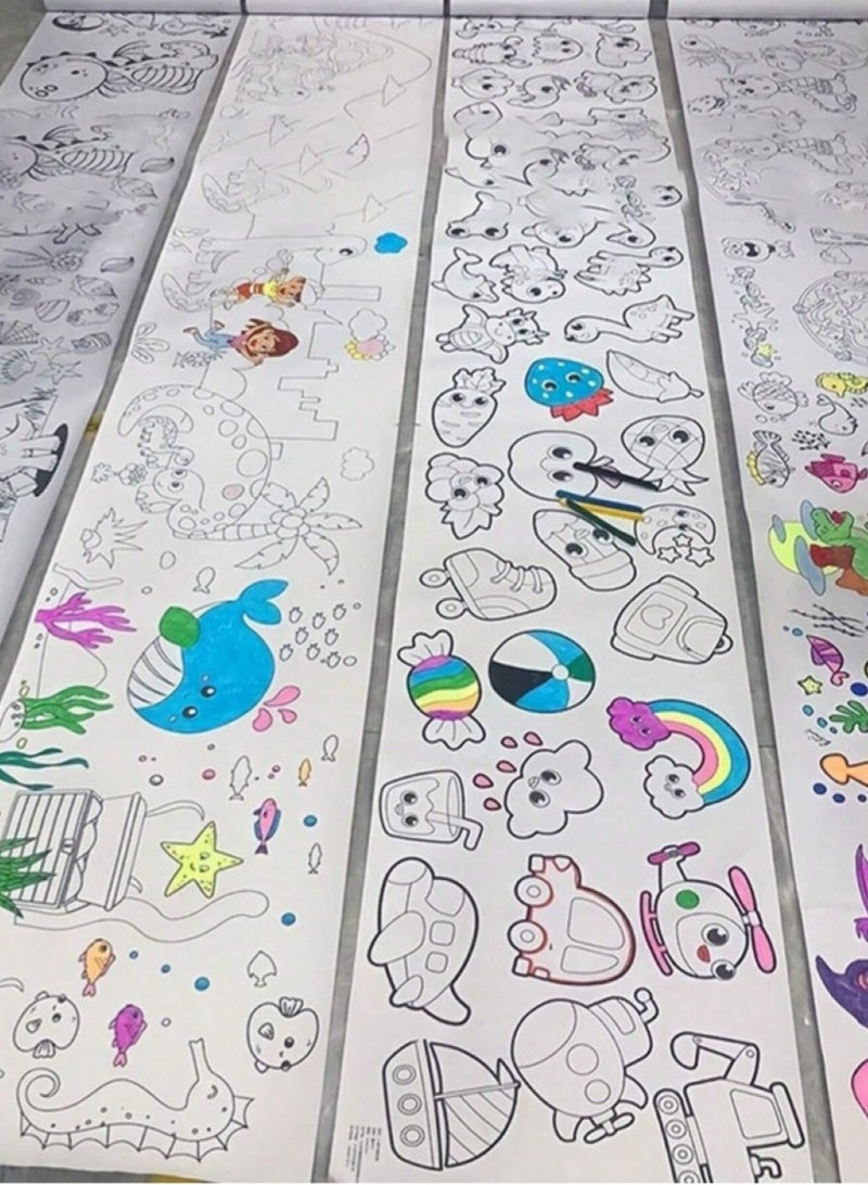 6pcs Graffiti Coloring Drawing Paper, Long Strip, Wall Protection, Can Be Installed on Walls for Drawing - Image 1