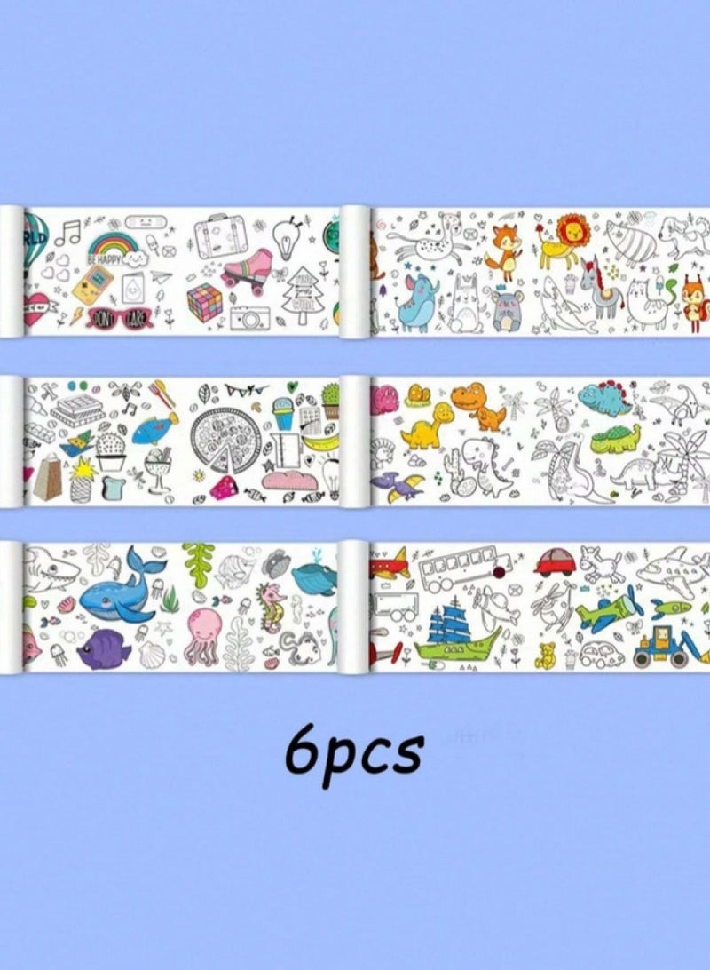 6pcs Graffiti Coloring Drawing Paper, Long Strip, Wall Protection, Can Be Installed on Walls for Drawing - Image 2