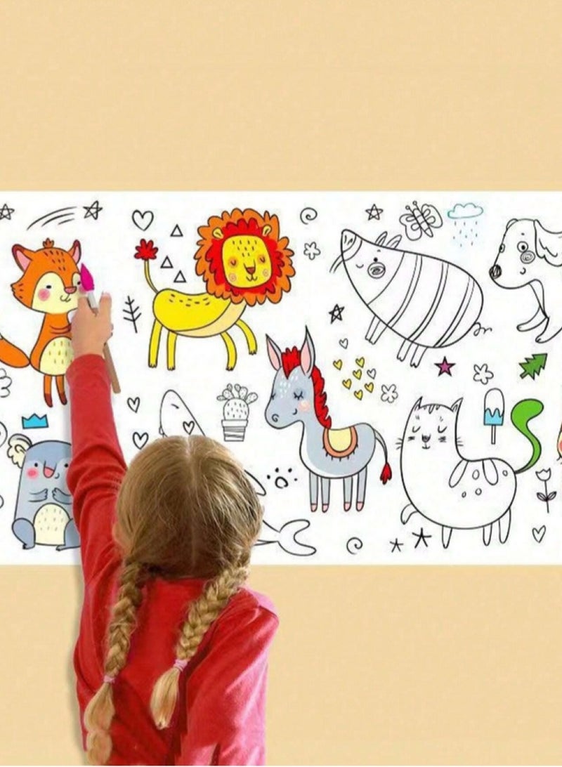 6pcs Graffiti Coloring Drawing Paper, Long Strip, Wall Protection, Can Be Installed on Walls for Drawing - Image 3