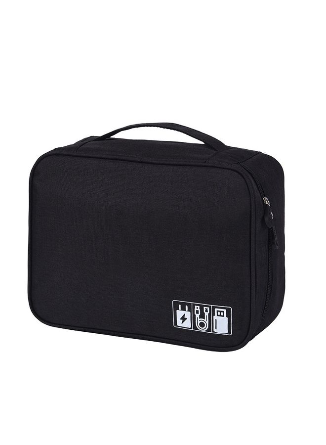 HuHa RH917 Data Cables Storage Bags Cationic Polyester Multifunctional Digital Bag(Black)  - Image 1